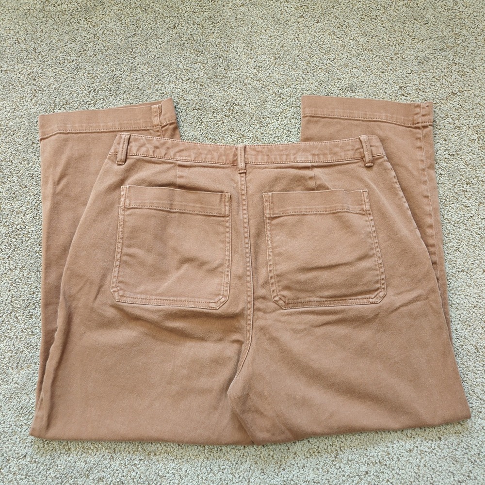 QUINCE Women Cropped Pants 12 Rust Organic Cotton Twill Minimalist LB49339-CFL01 - Picture 14 of 15